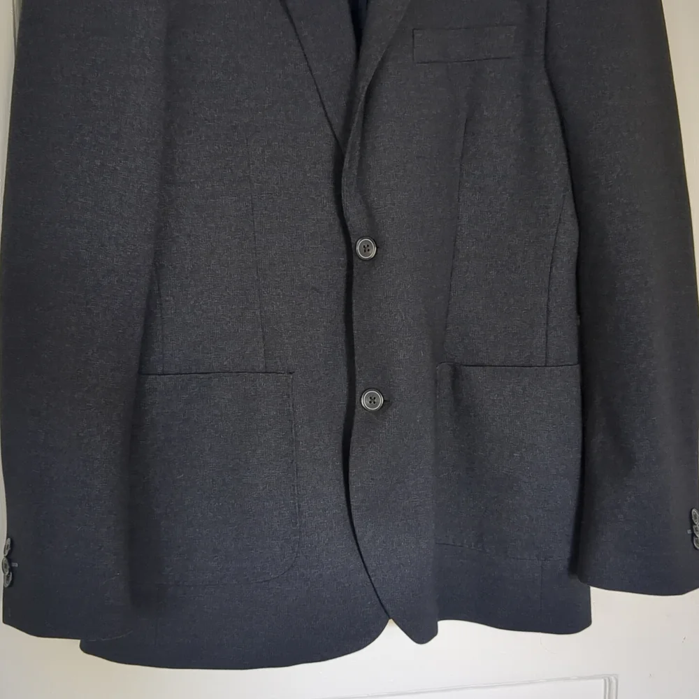 7Diamonds‎ Fit Sport Coat Blazer Medium Charcoal Black Royal Blue EXCELLENT COND